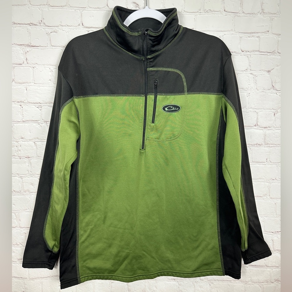 Drake Waterfowl green Quarter Zip Fleece lined pullover jacket‎  sz M
